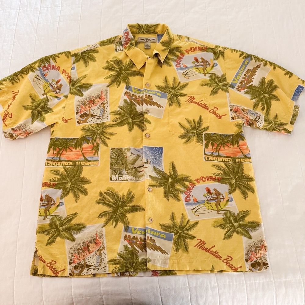 Tommy Bahama Men's‎ XL California Beaches Short Sleeve Hawaiian Silk Shirt - Picture 2 of 8